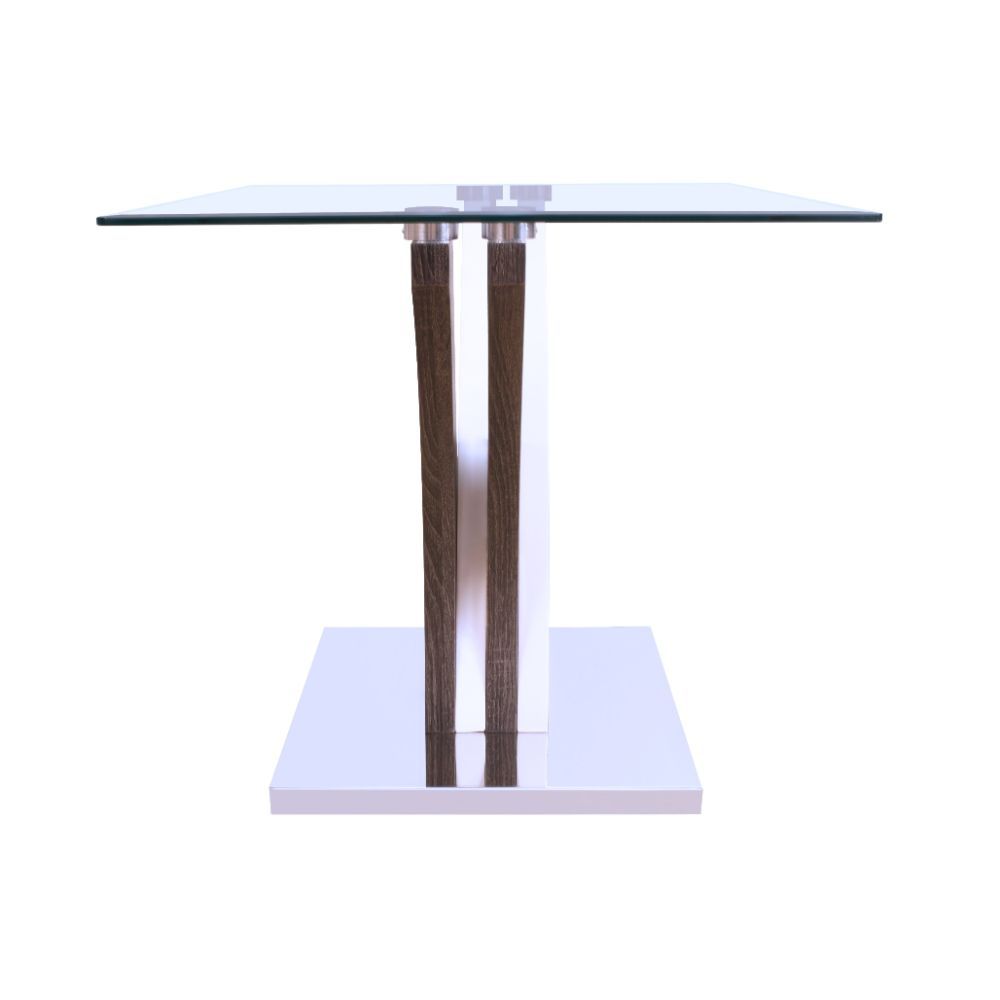 Forest - End Table - Clear Glass, White & Gray Oak