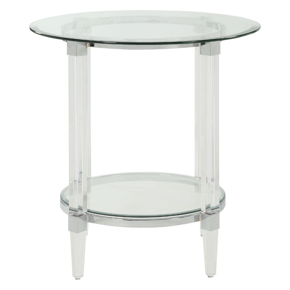 Polyanthus - End Table - Clear Acrylic, Chrome & Clear Glass