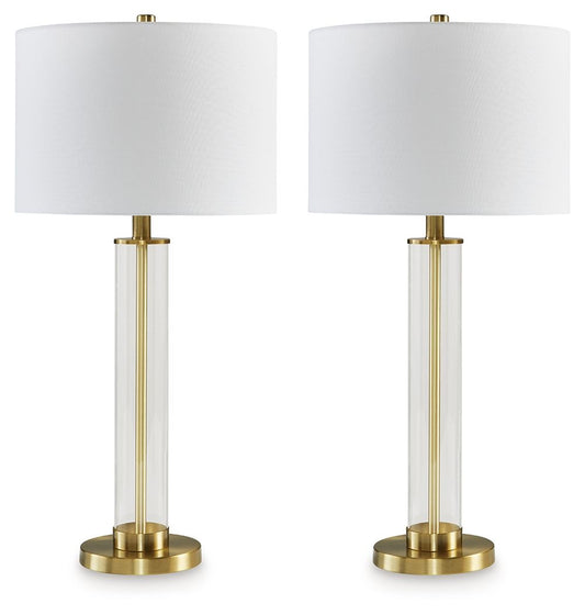 Orenman - Clear / Brass Finish - Glass Table Lamp (Set of 2)