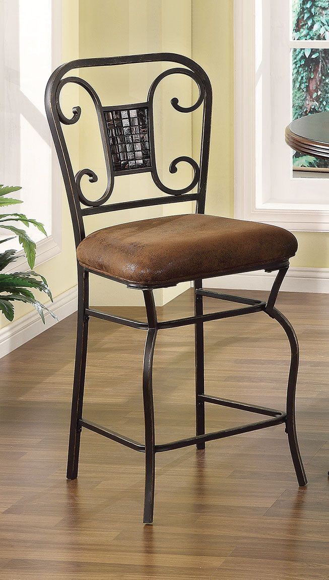 Tavio - Counter Height Chair (Set of 2) - Fabric & Antique Bronze