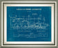 Locomotive Blueprint I By Wild Apple Portfolio - Framed Print Wall Art - Blue