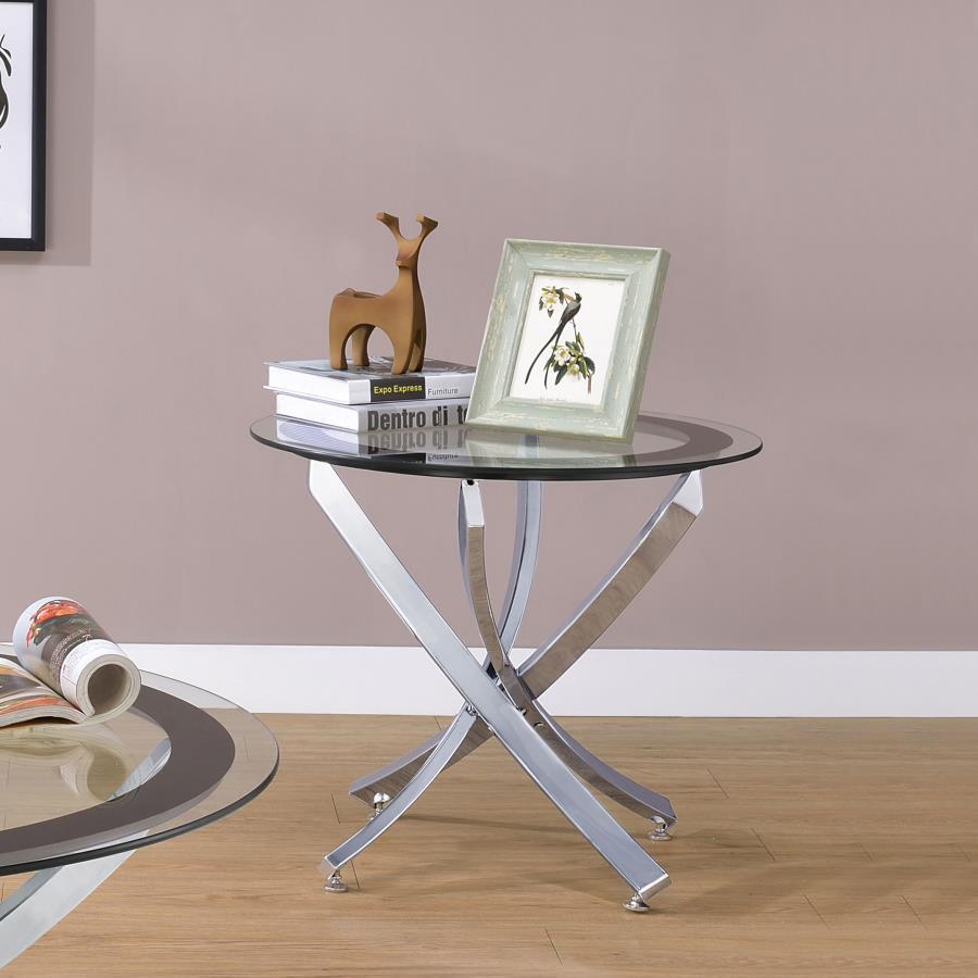 Brooke - Glass Top End Table - Chrome And Black