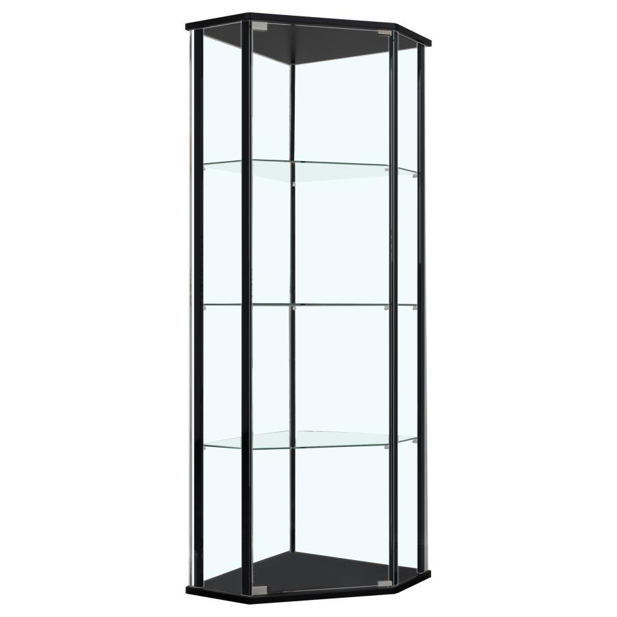 Zenobia - Glass Shelf Curio Cabinet - Clear And Black