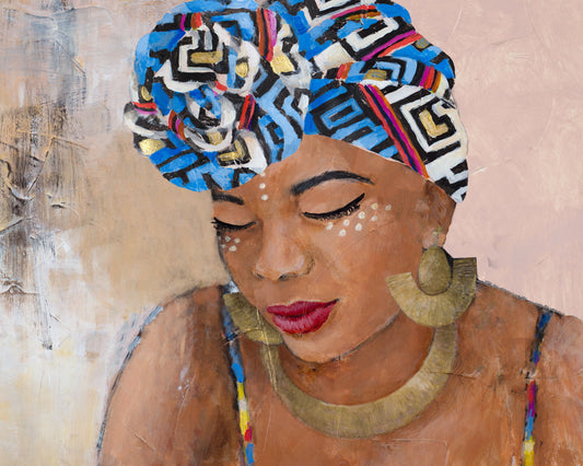 Framed Small - Adorned African Woman I By Lanie Loreth - Light Brown