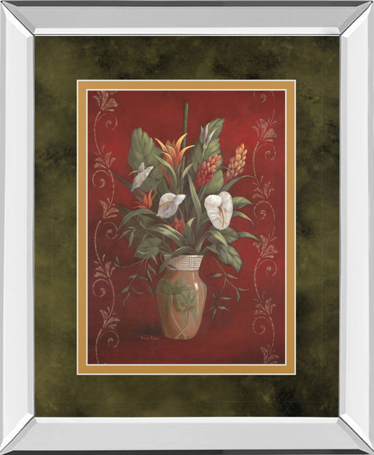 Marlow's Bouquet I By Vivian Flasch - Mirror Framed Print Wall Art - Red