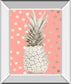 White Gold Pineapple On Polka Dots Pink By Nature Magick - Mirror Framed Print Wall Art - Pink