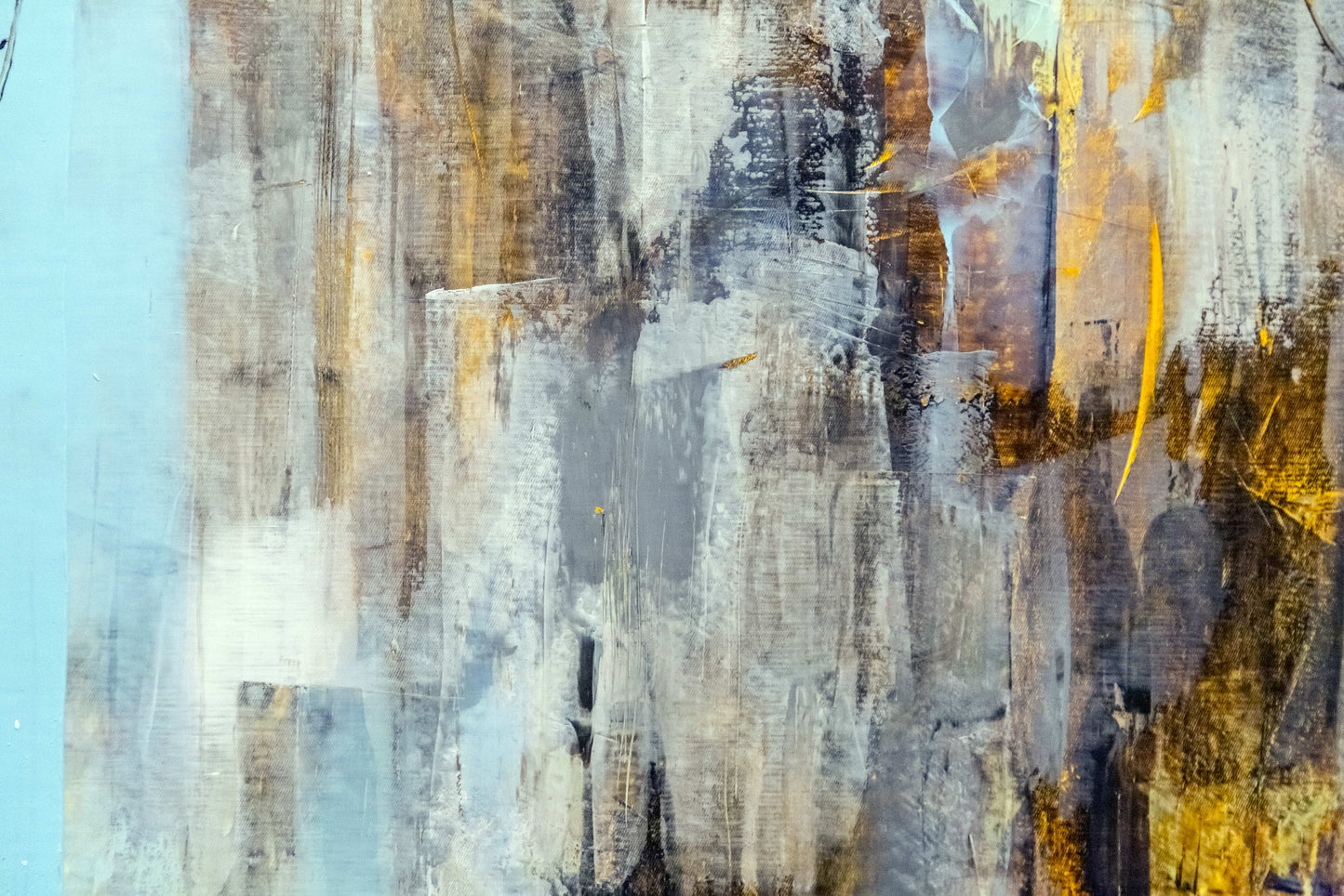 Blue Abstract - Wall Art - Dark Brown