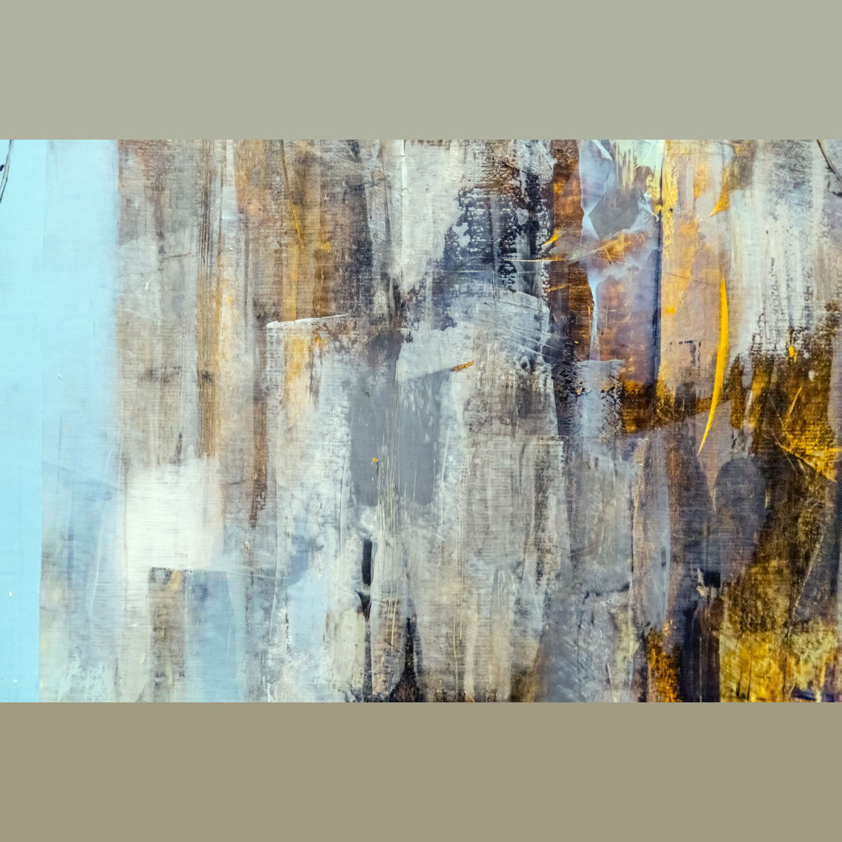 39x39 Framed Small - Blue Abstract - Blue