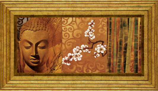 Buddha Panel I By Keith Mallet - Framed Print Wall Art - Orange