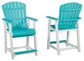 Eisely - Turquoise / White - Barstool (Set of 2)